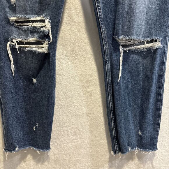 Abercrombie & Fitch The Mom High Rise Jeans Distressed Blue Denim Size 8 Stretch - Picture 5 of 12